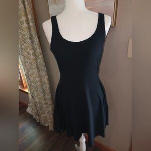 Express Black Fit and Flare Mini Dress Scoop Neck Sleeveless